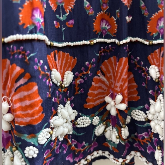 NWT Maeve Anthropology floral Navy Skirt with sequins and beadwork size xsmall - Picture 2 of 8